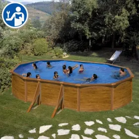 Peças de Reposição Piscinas Ovais Imitação Madeira com Postes de 120 cm