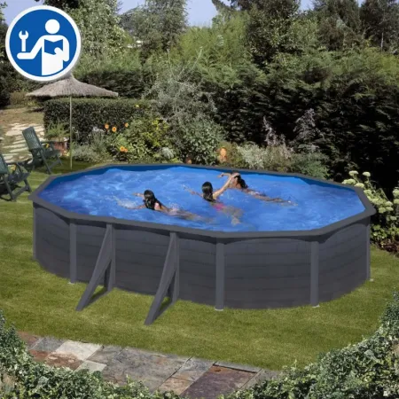 Peças de Reposição Piscinas Ovais Imitação Grafite com Postes de 120 cm