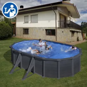 Peças de Reposição Piscinas Ovais Imitação Grafite com Postes de 132 cm
