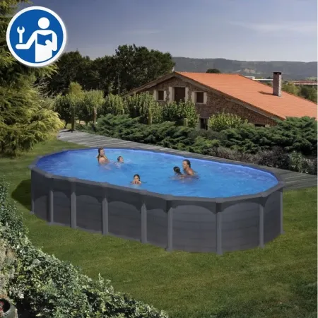 Peças de Reposição Piscinas Ovais Imitação Grafite com Sistema Ómega de 132 cm