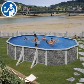 Peças de Reposição Piscinas Ovais Imitação Pedra com Postes de 120 cm - Iraklion e Cerdeña