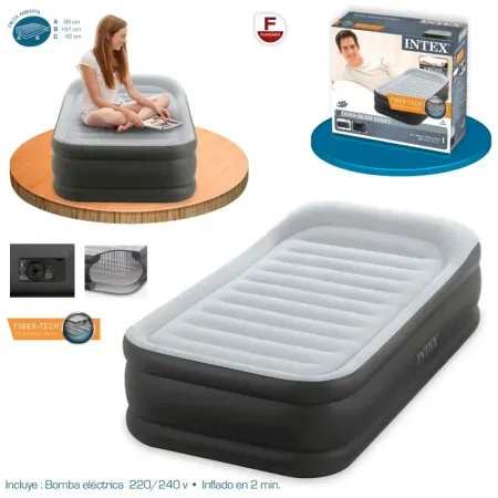 Cama de Ar Twin Deluxe Pillow Rest Raised 99x191x42 Intex 64432