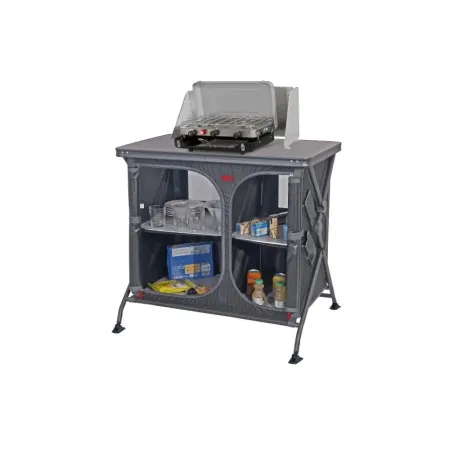 Armário dobrável de cozinha de alumínio pintado.