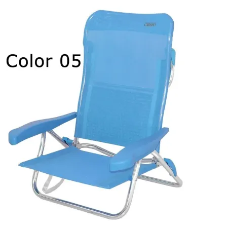 Cadeira de praia baixa com 7 posições e asa incorporada