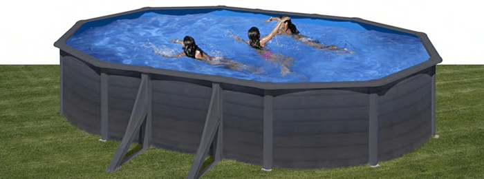 Piscinas Gre Kea 132 cm, forma oval com decoração Grafite Piscinas Gre Kea