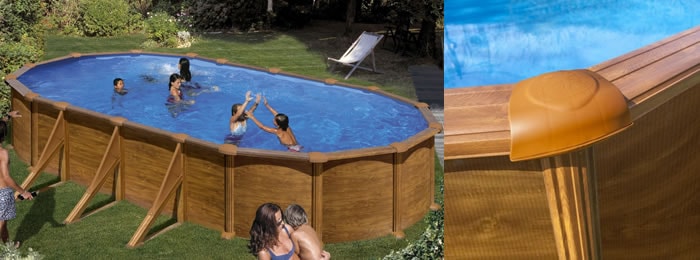 Piscinas Gre Pacific, com decoração imitação madeira Piscinas Gre Pacific